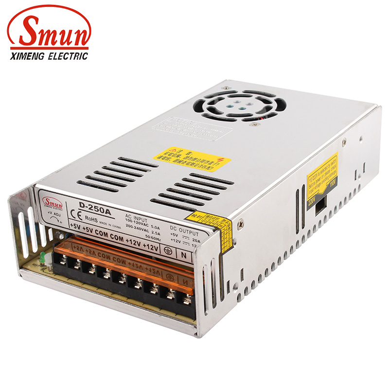Smps Power Supply - SMUN D-250A 250W 5V 12V Dual