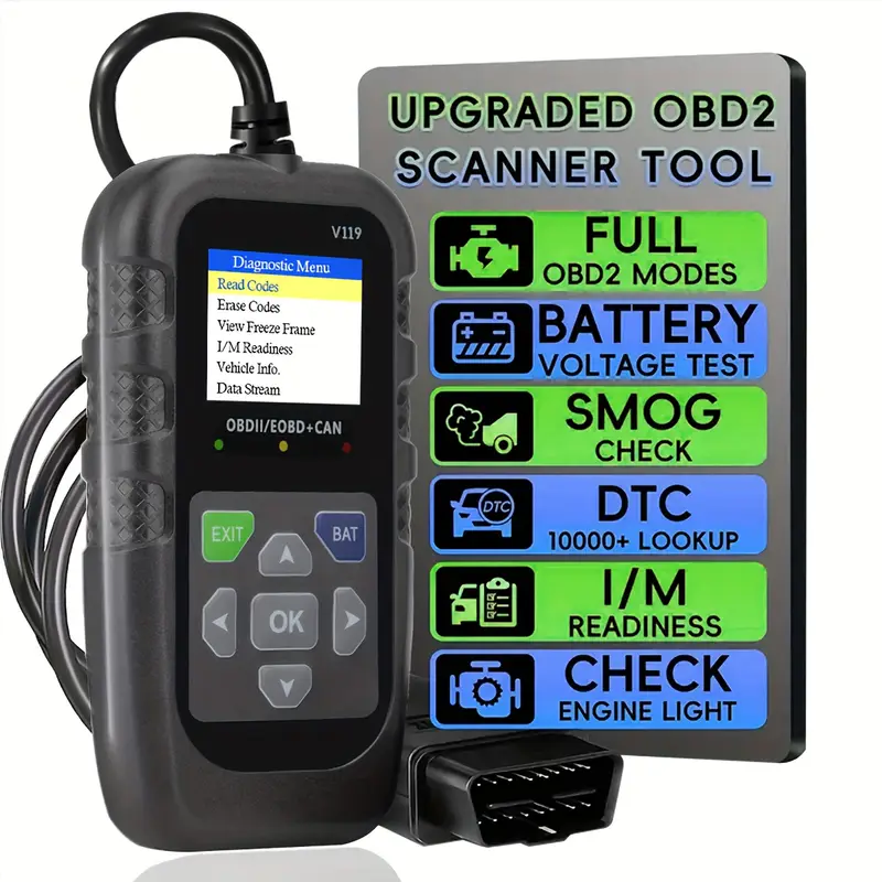 Power Supply Tester - V119 OBD2 Scanner Code Reader USB