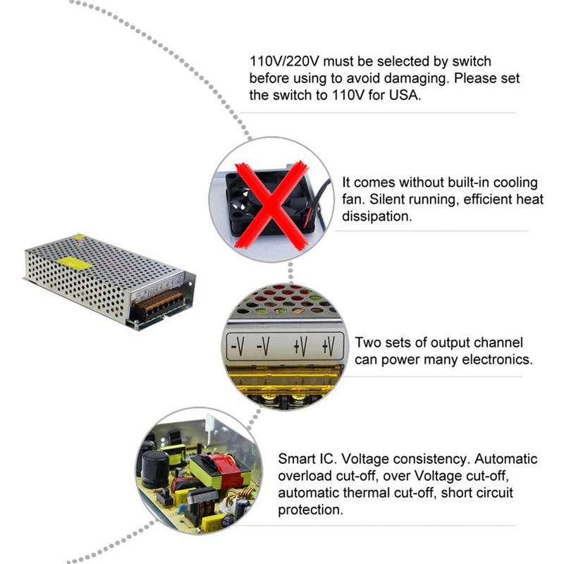 DC 12V 15A 180W Power Supply T - огляд і ціна Power Supply 12V